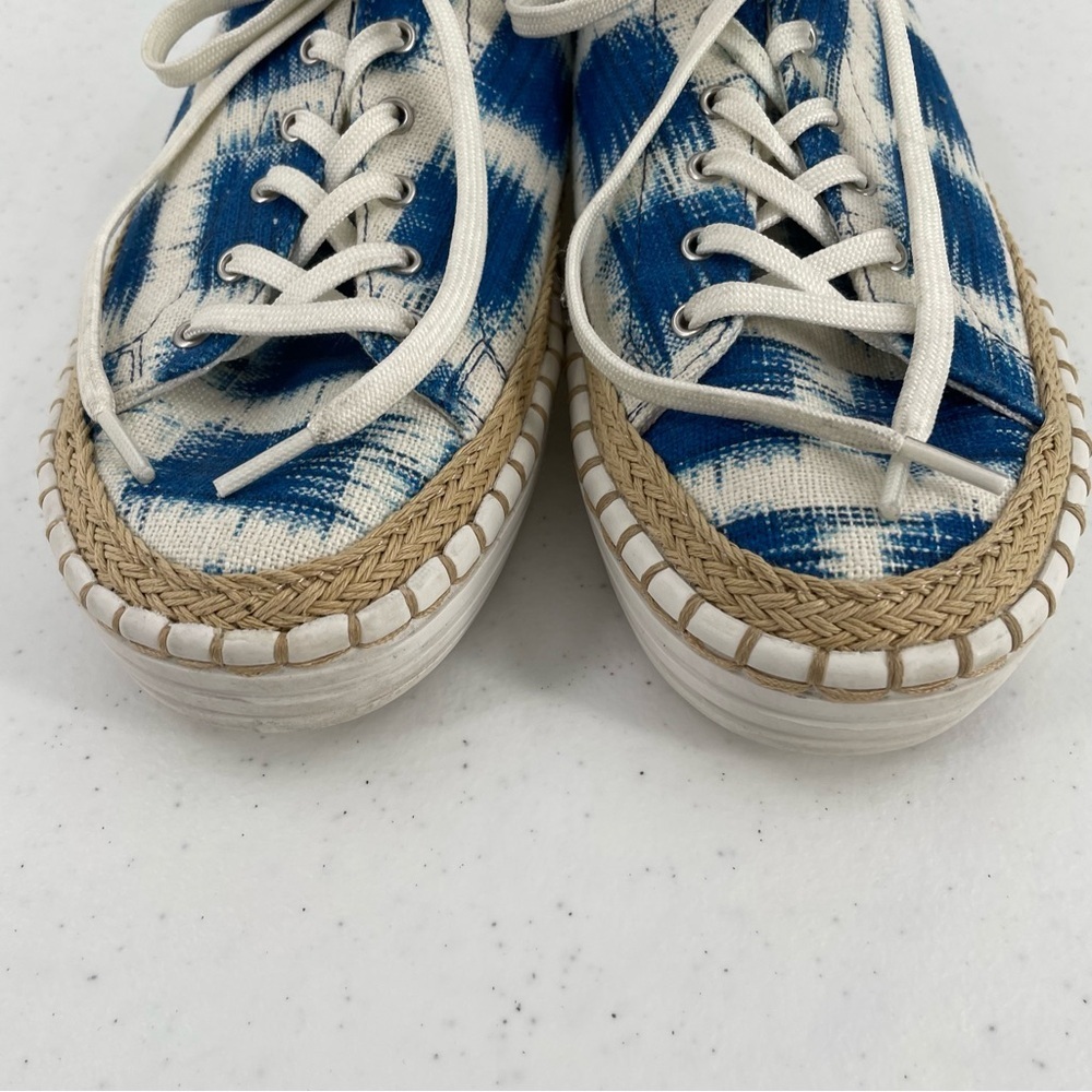 Sam Edelman Kavi Tie Dyed Espadrille Blue Cream Jute Twine Low Rise Sneakers - Picture 2 of 9